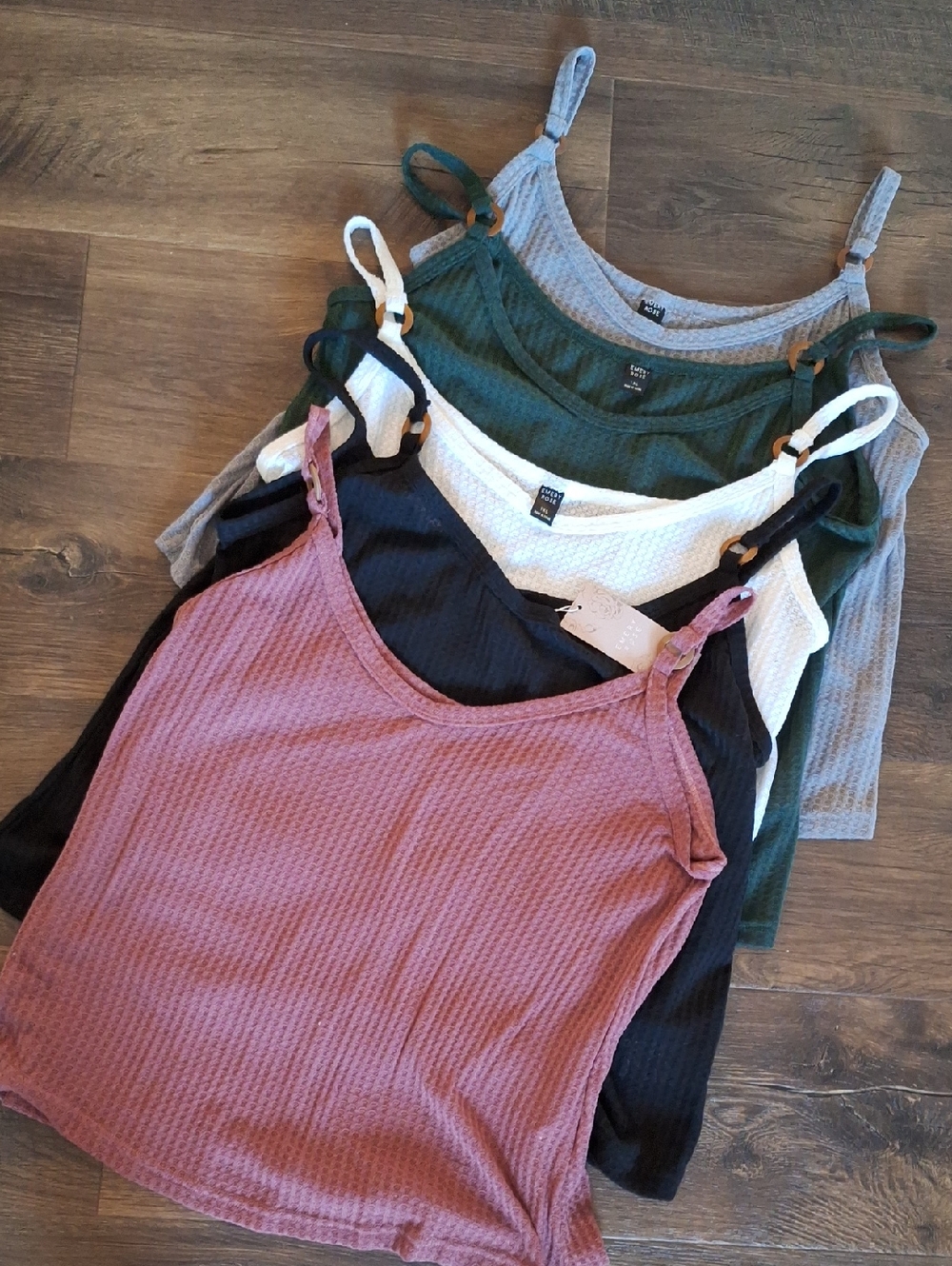 Waffle Knit Tank Top - Mauve Pink, NWT Black, White, Forest Green, Gray in 1XL